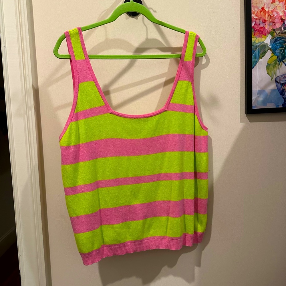 Victor Glemaud Striped Knitted Pink and Green Tank Top NWOT 1X